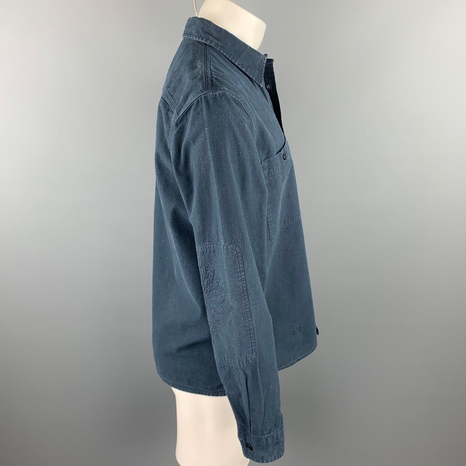 Levi's Made & Crafted M Navy Embroidery Cotton Long Sleeve Shirt Size US M / EU 48-50 / 2 - 2 Thumbnail