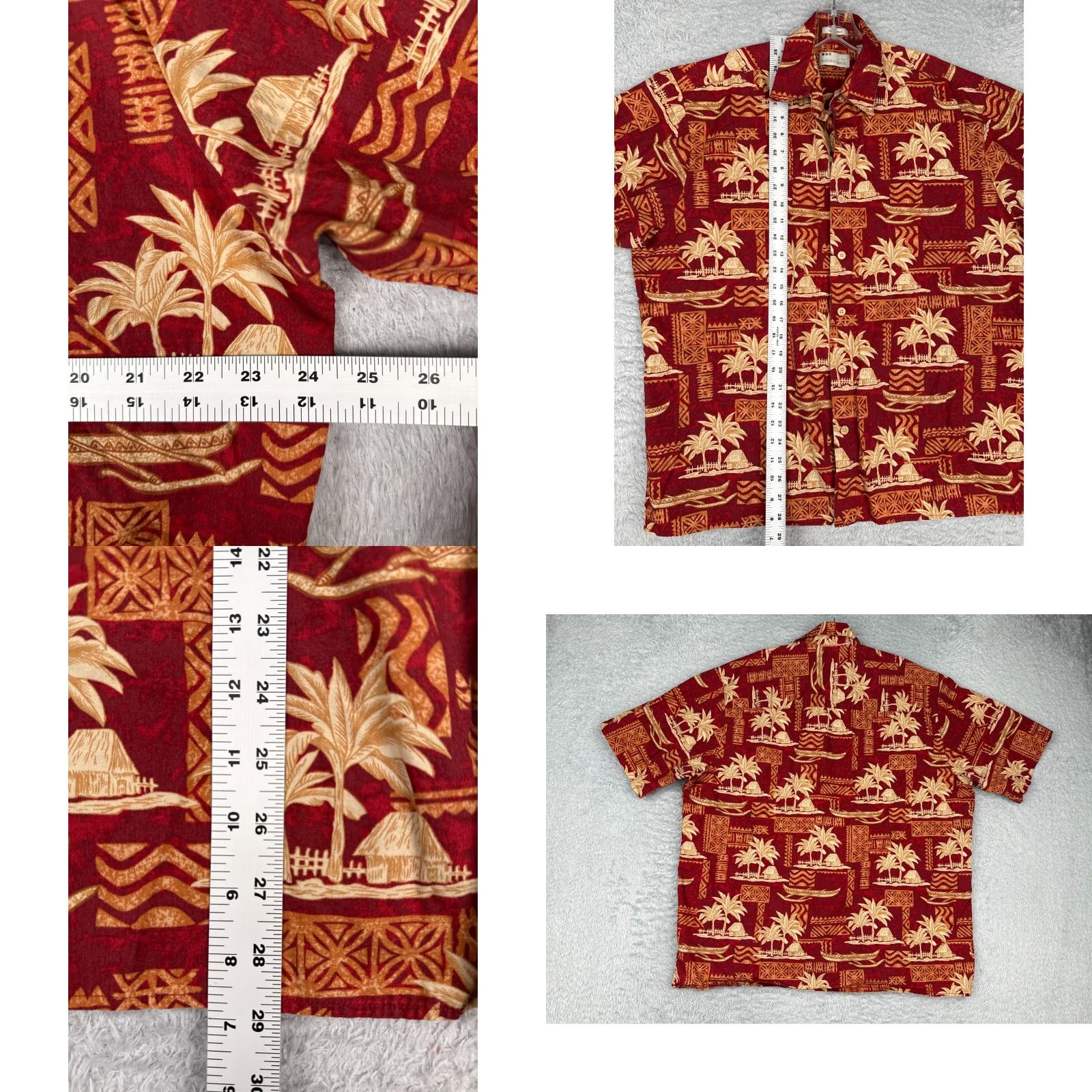 Vintage Natural Issue Button-Up Shirt Men M Red Floral Cotton 100% Button-Down Short Sleeve Collared 44 in Regular Size US M / EU 48-50 / 2 - 8 Thumbnail