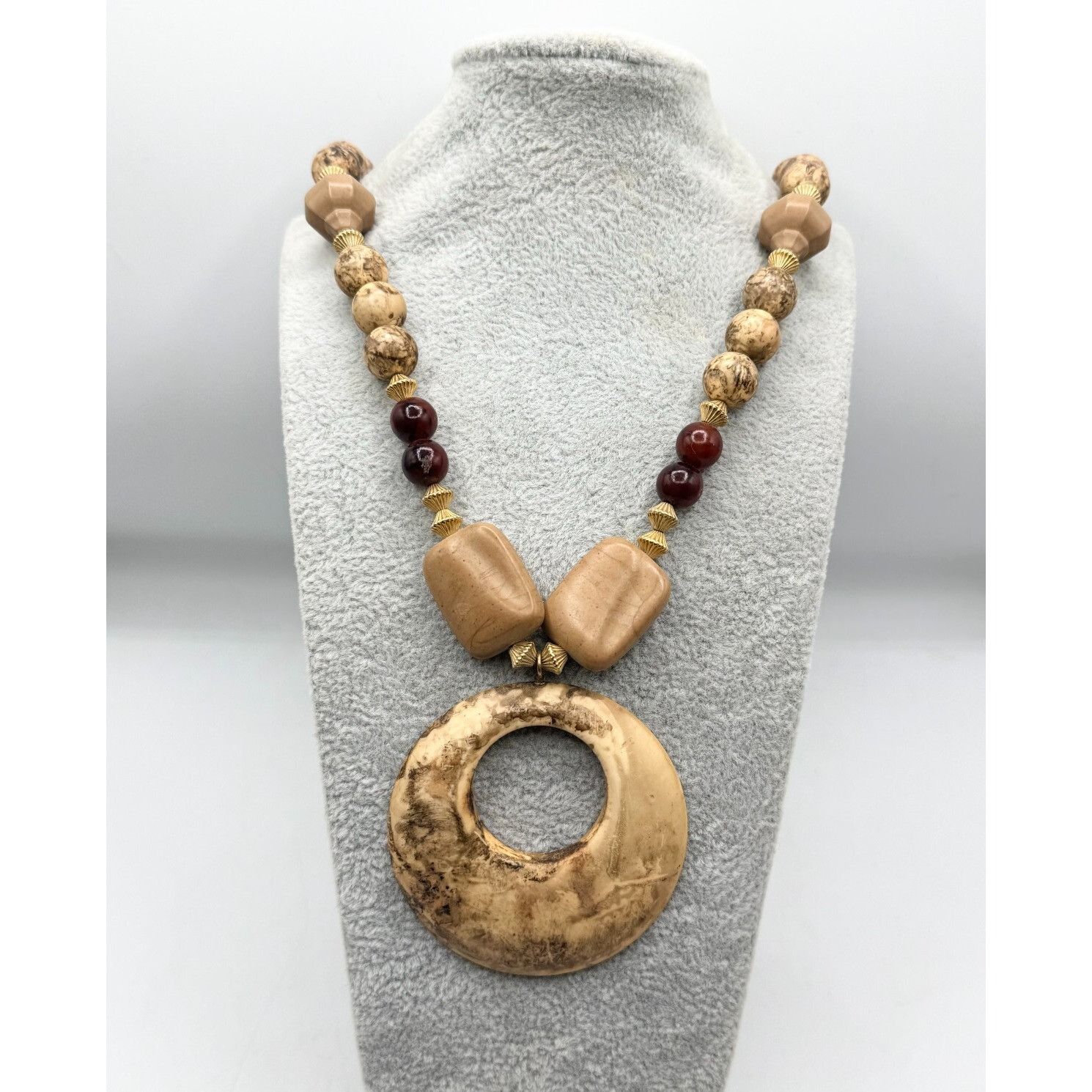 Vintage Vintage 80s Wood Plastic Long Beaded Pendant Necklace Size ONE SIZE - 1 Thumbnail