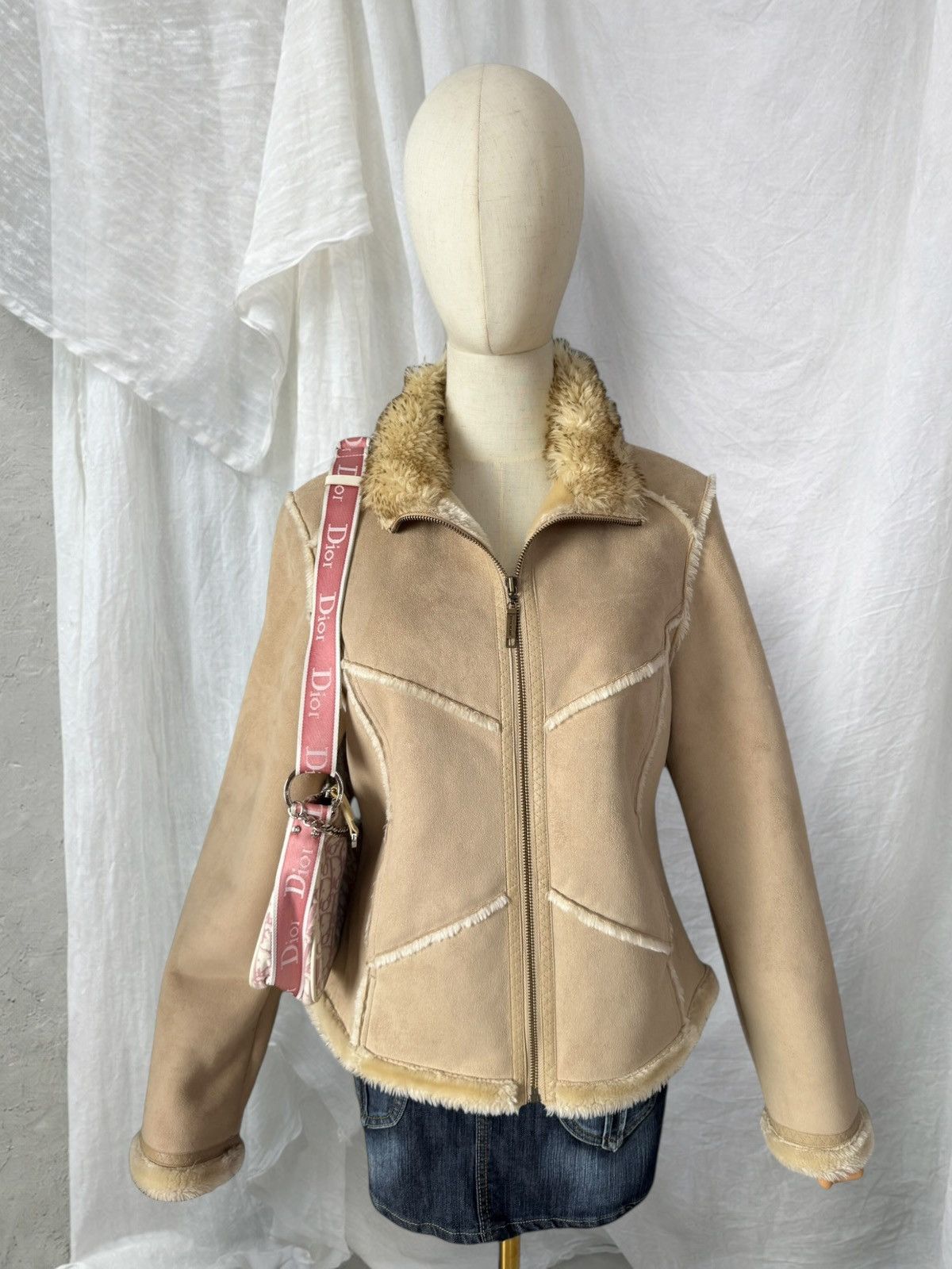 River Island River Island Y2K Faux Fur Sheepskin/Shearling Style Jacket Size L / US 10 / IT 46 - 1 Thumbnail