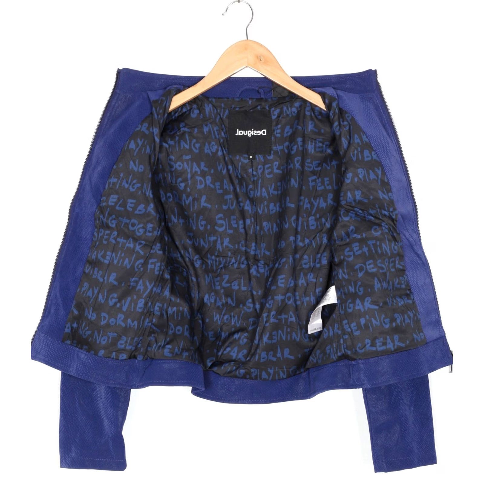 Desigual DESIGUAL Las Vegas Faux Leather Jacket Women M BLUE Logo Contemporary Jacket, Casual, Travel Womens, Regular Fit, Short Length Size M / US 6-8 / IT 42-44 - 3 Thumbnail