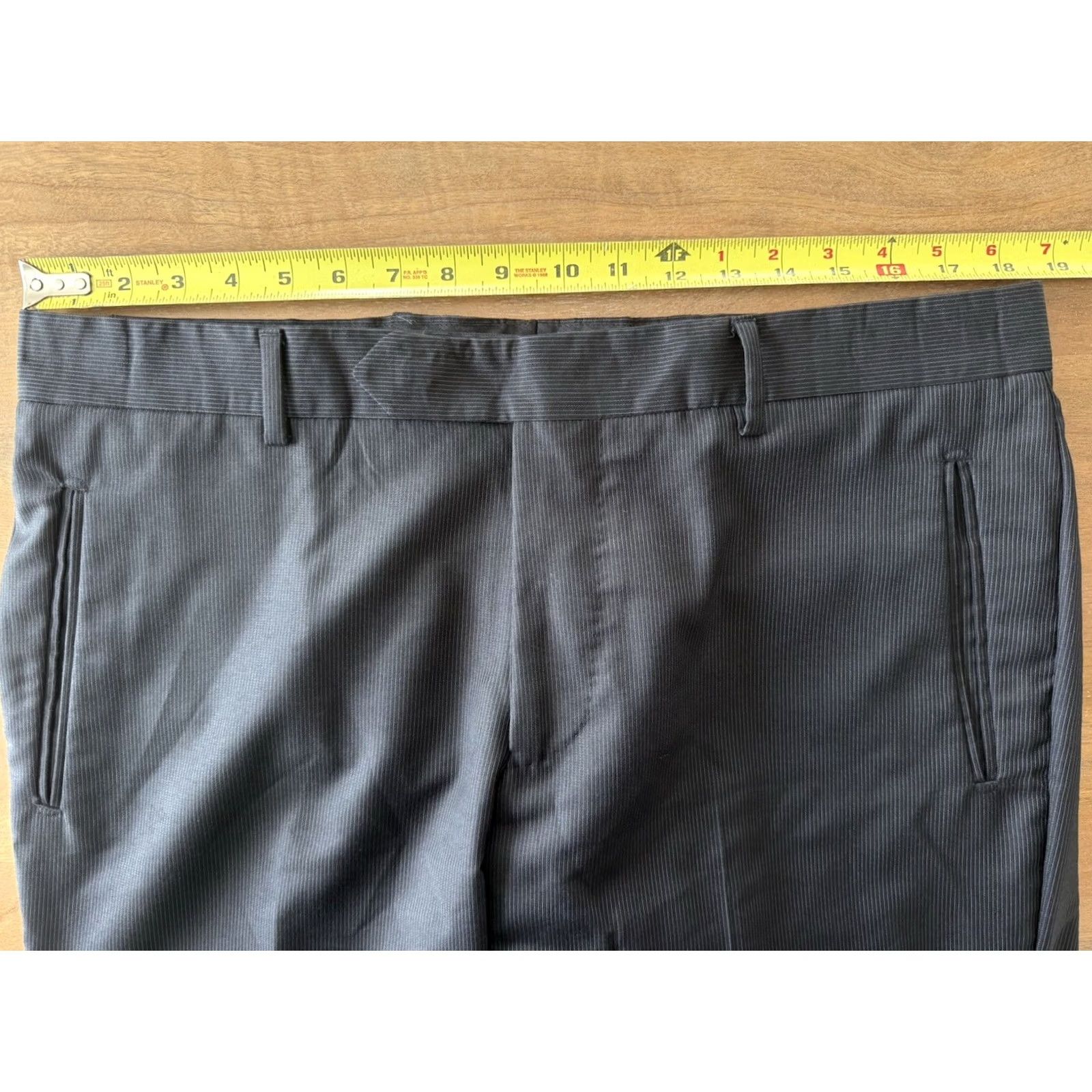 Pierre Balmain VINTAGE Balmain Pierre Dress Pants Mens 52 Slim Straight Black Pinstripe Wool 37x31 90s City Office Mens Size US 36 / EU 52 - 7 Thumbnail