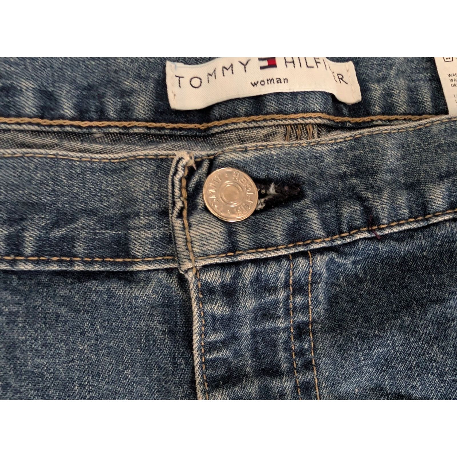 Tommy Hilfiger VINTAGE Tommy Hilfiger Womens Cropped Denim Carpenter Jeans Size 22 Flag Loop Size 40" / US 18 - 6 Thumbnail