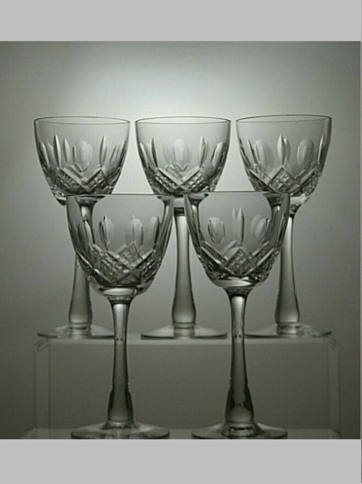 The Unbranded Brand Vintage Cut Crystal Glass Set Of 5 Hock Wine Glasses 6 1/4" Size ONE SIZE - 1 Thumbnail