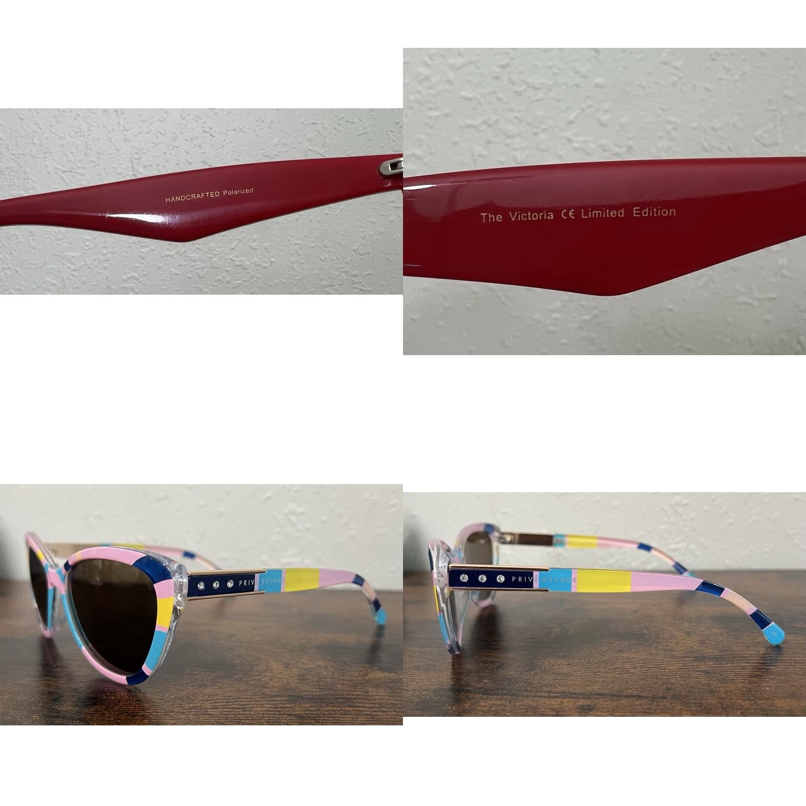 Vintage VINTAGE 3 Prive Revaux Polarized Sunglasses Cat Eye The Timeless Red Victoria & Limited Size ONE SIZE - 9 Thumbnail