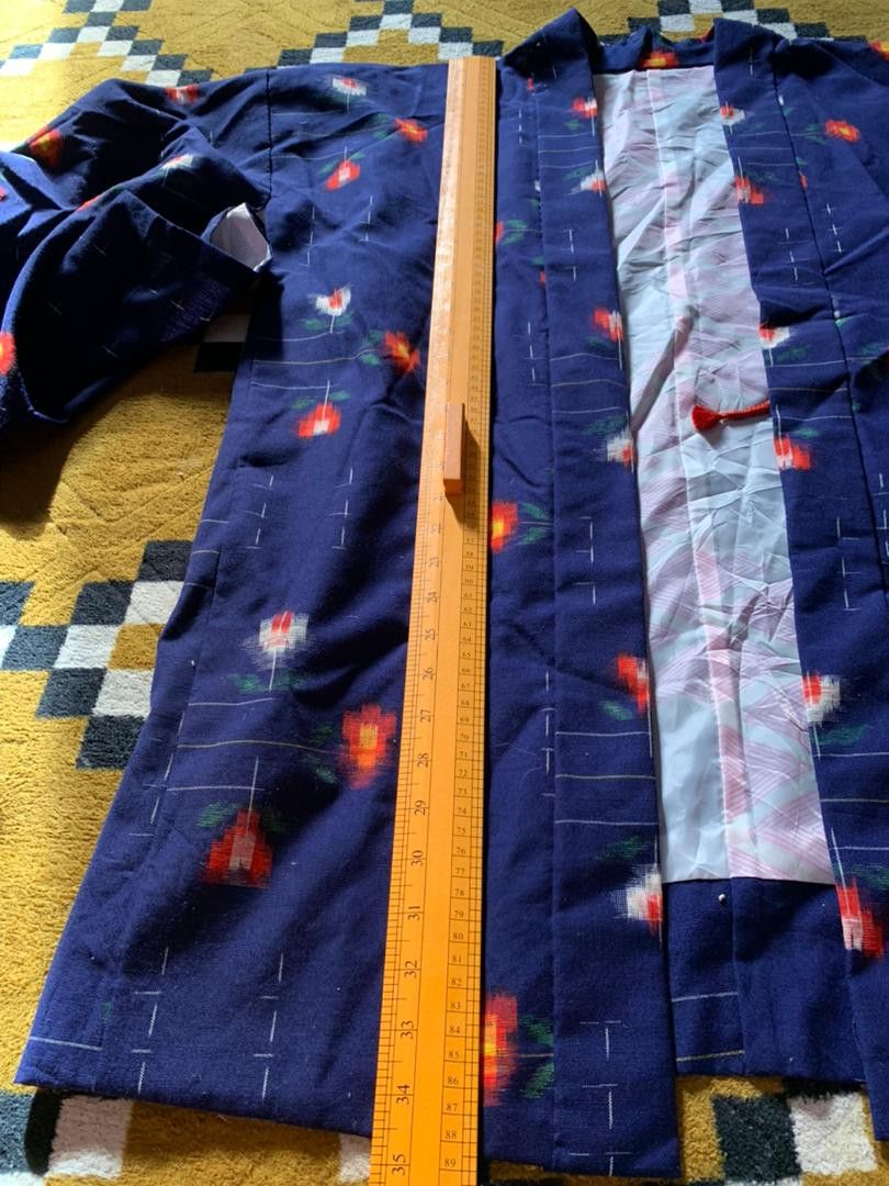 Vintage p6 VINTAGE blue KIMONO ABSTRACT PATTERN SMALL JAPAN Size US L / EU 52-54 / 3 - 4 Thumbnail
