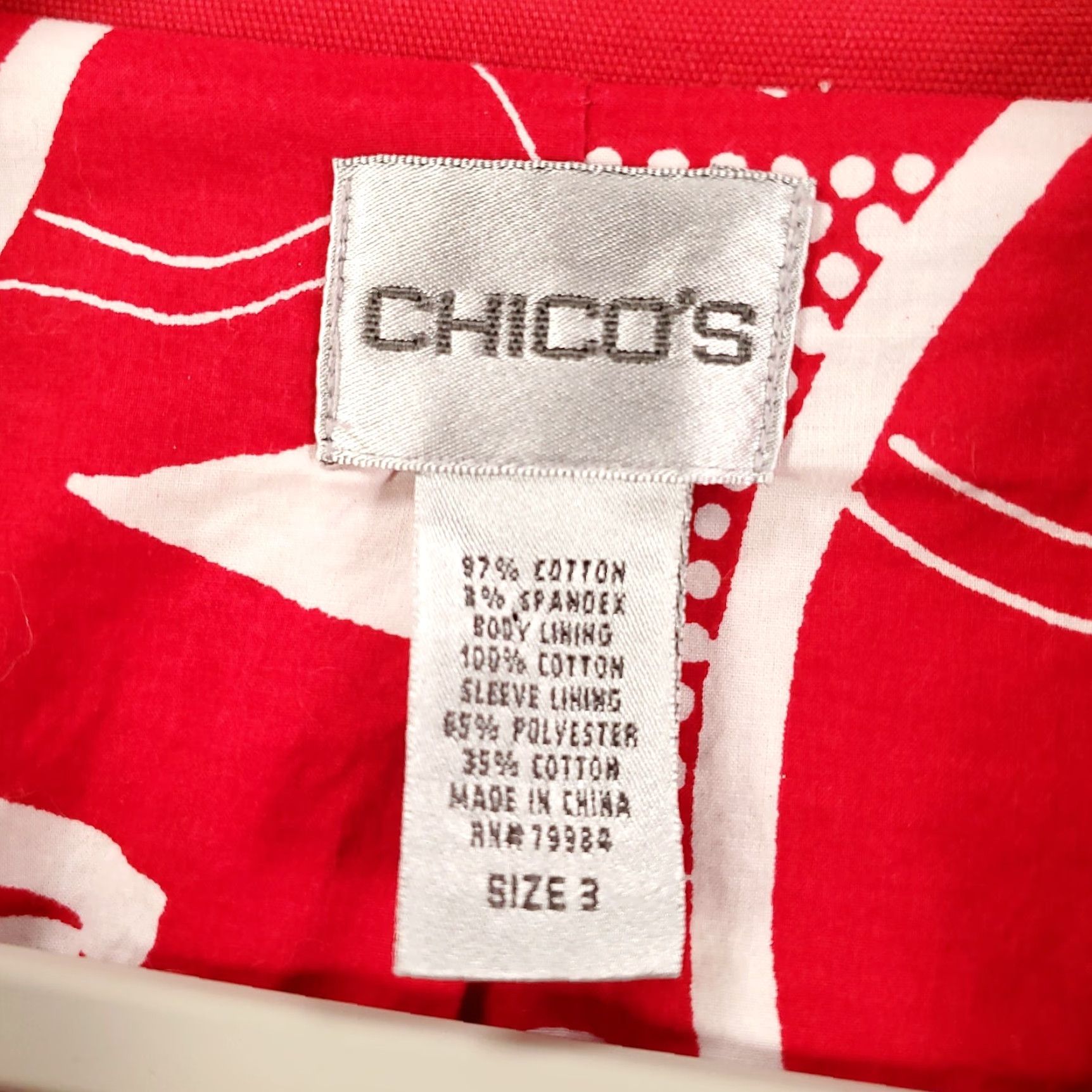 Vintage Chicos Jacket Womens XL Red Button Up Blazer Lined Midweight Stretch Chicos 3 Size XL / US 12-14 / IT 48-50 - 7 Thumbnail