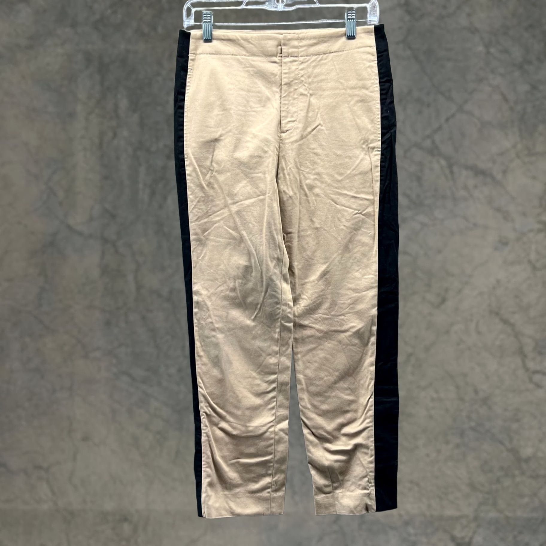 Club Monaco Club Monaco Pants Womens 2 Beige Black Side Stripe Slim Fit Trousers Tan Size 26" / US 2 / IT 38 - 1 Thumbnail