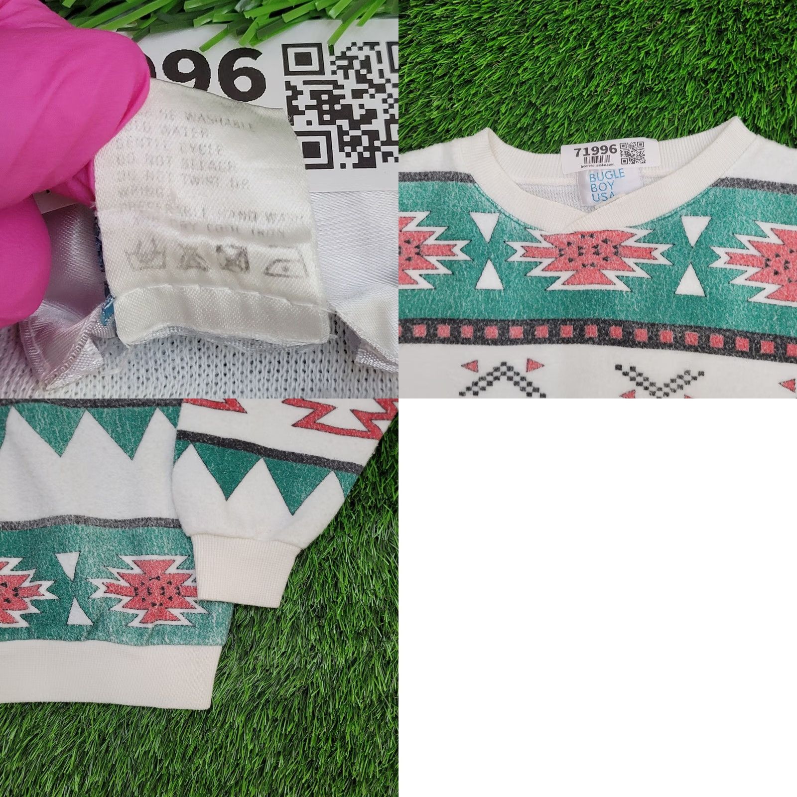 Bugle Boy VINTAGE Native-American Sweatshirt Womens Medium 20x21 Green Size M / US 6-8 / IT 42-44 - 8 Thumbnail