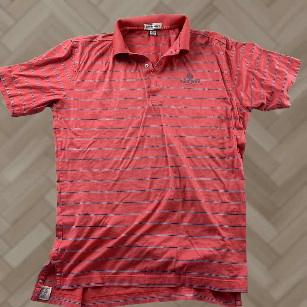 Peter Millar Peter Millar Short Sleeve Polo Shirt Mens M Pink Striped Golf Polo Shirt Size US M / EU 48-50 / 2 - 1 Thumbnail