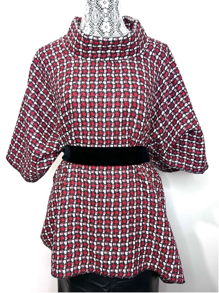 Other Vintage handmade red plaid metallic accents Cape Poncho OS Size ONE SIZE - 9 Thumbnail