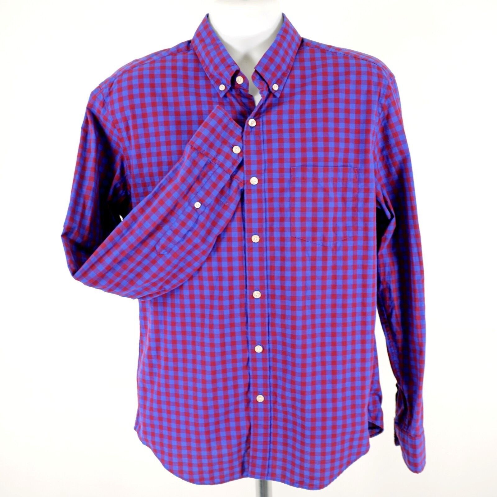 J.Crew J. Crew Large Red Blue Plaid Slim Fit Pocket Front Button Do Size US L / EU 52-54 / 3 - 2 Thumbnail