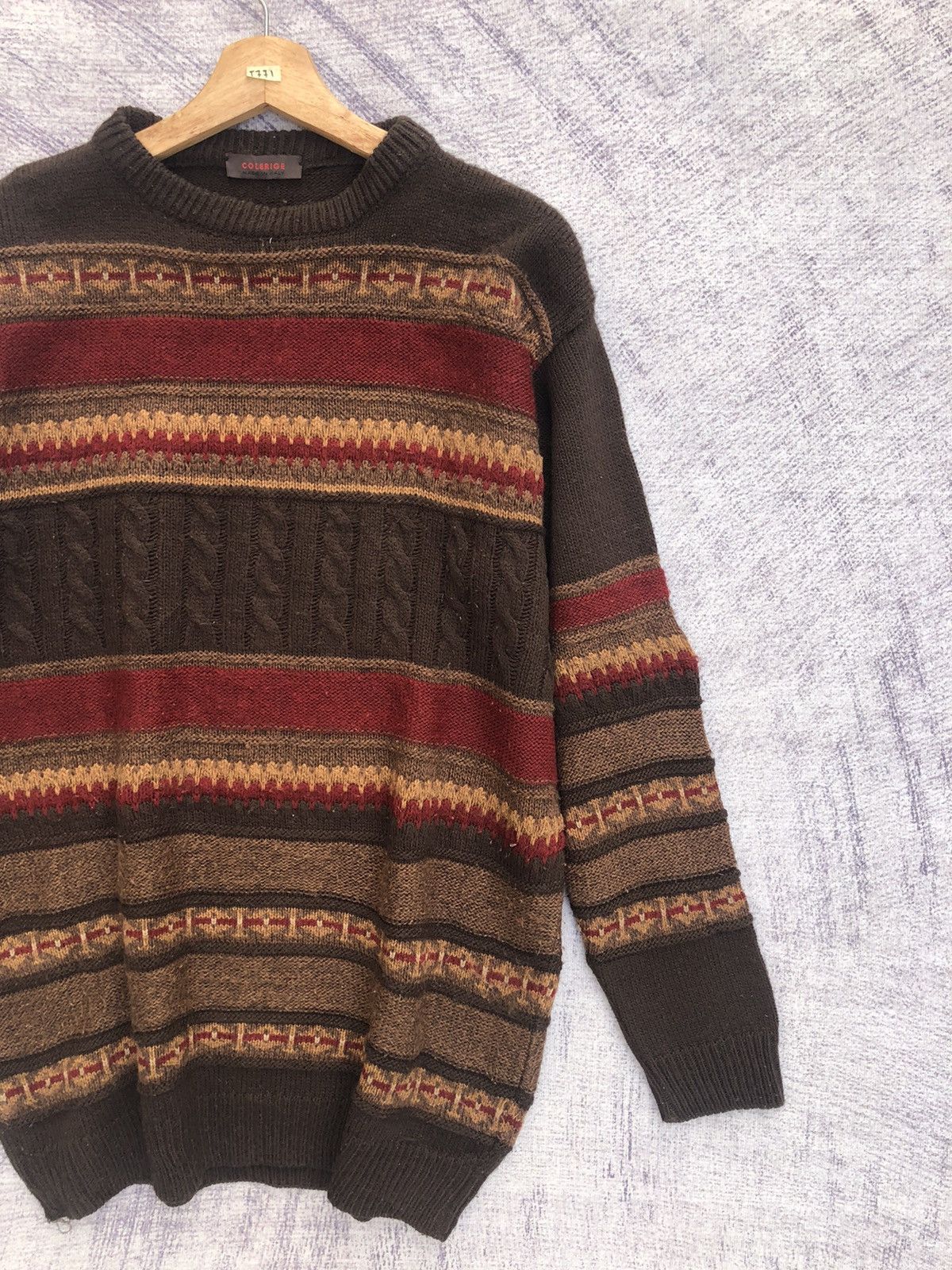 Aran Isles Knitwear 🔴Vintage COLERIGE Stripe Pureknit Jumper Made In Italy Size US L / EU 52-54 / 3 - 3 Thumbnail