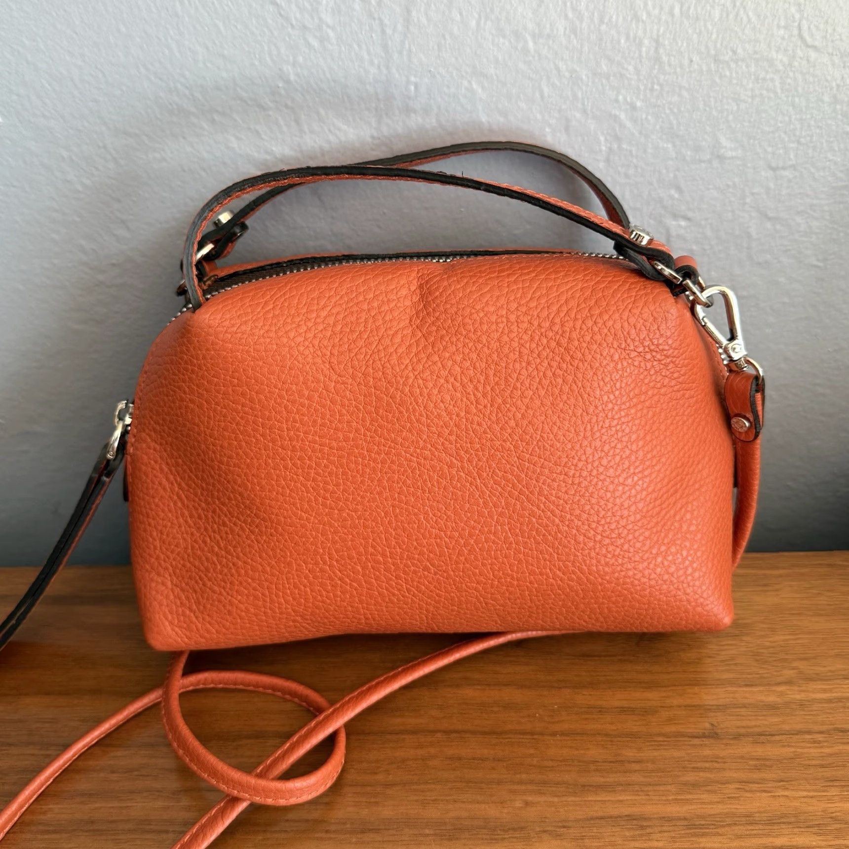 Gianni Chiarini Gianni Chiarini Leather Alifa 2-Way Tote Bag Small Crossbody Purse Bag Orange Women Bag Orange 2-way Shoulder Bag Womens Size ONE SIZE - 4 Thumbnail