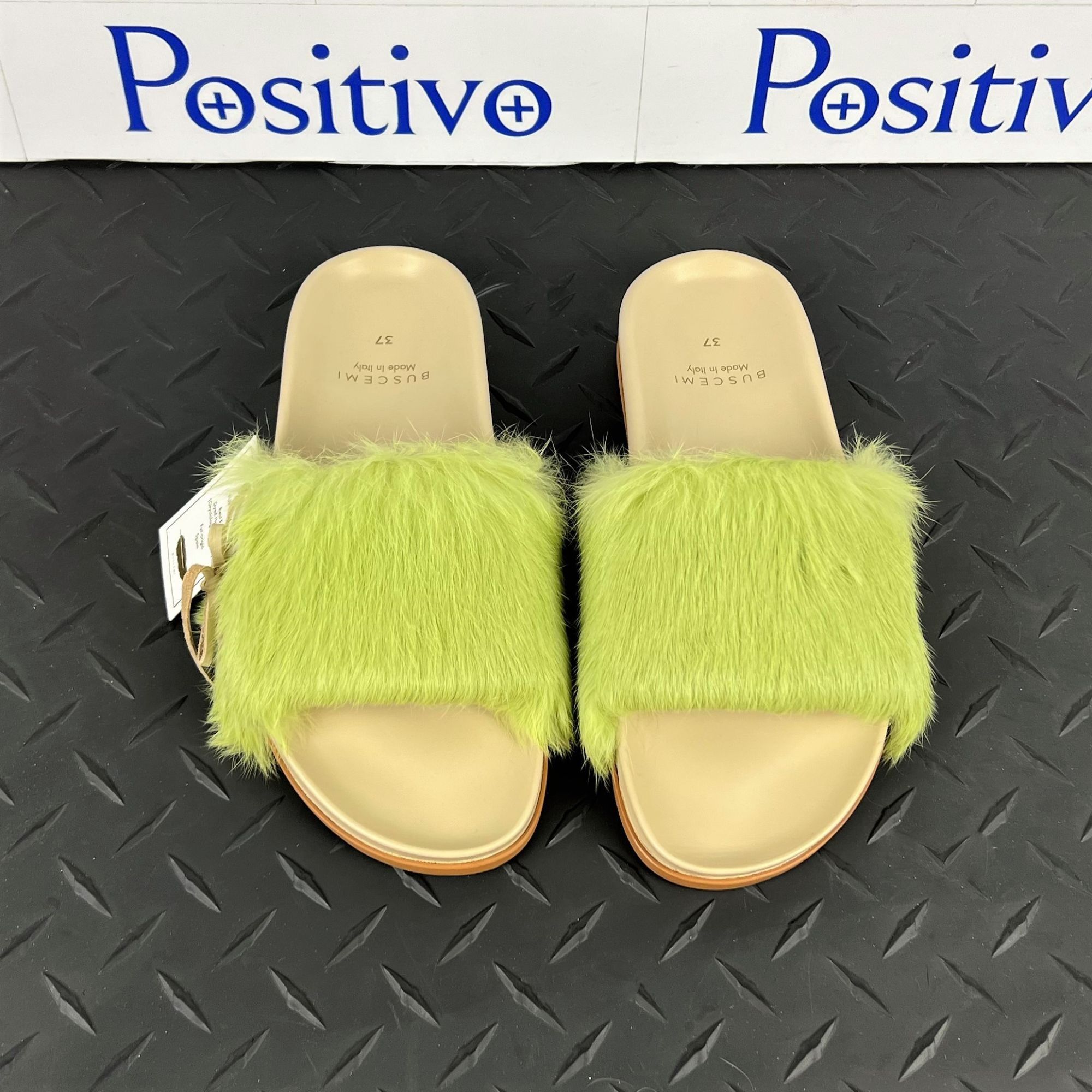 Buscemi Buscemi Slide Fur Clot Green Leather Slippers US 8 EU 38 Size US 8 / IT 38 - 2 Thumbnail