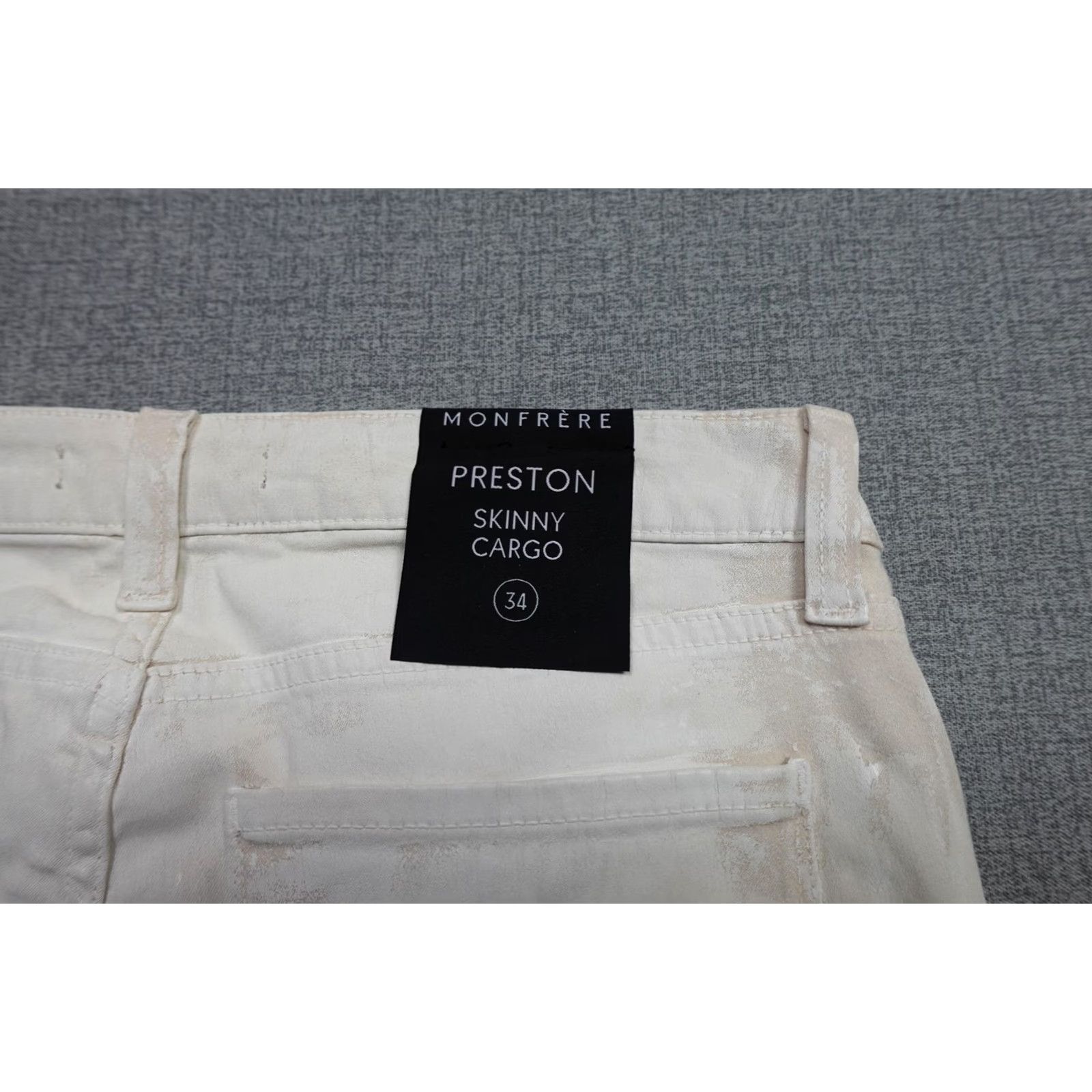 MONFRERE MONFRÈRE Preston Skinny Cargo Pants Mens 34x34 White Denim Slim Stretch Pockets Size US 34 / EU 50 - 2 Thumbnail