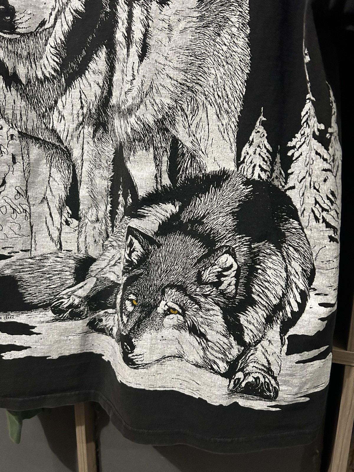Vintage Vintage 90s Wolf AOP Faded Distressed Short Sleeve Tee Size US XL / EU 56 / 4 - 7 Thumbnail