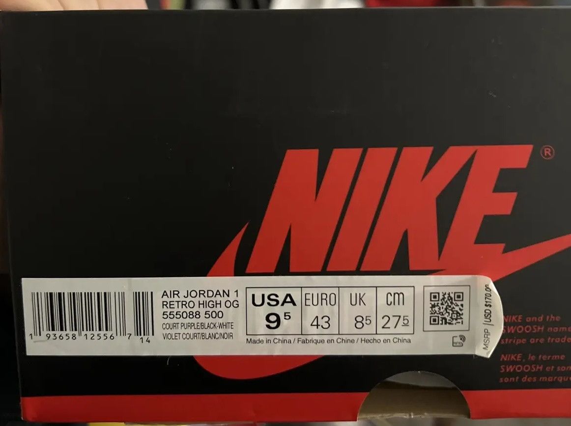 Jordan Brand NIKE Air Jordan 1 Retro High Purple Court 2.0 Size US 9.5 / EU 42-43 - 17 Thumbnail