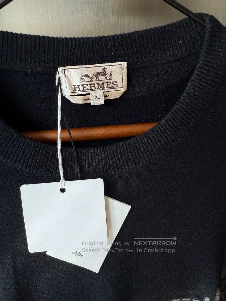 Hermes Hermes Men's black knitted long-sleeve pullover wool sweat Size US XL / EU 56 / 4 - 4 Thumbnail