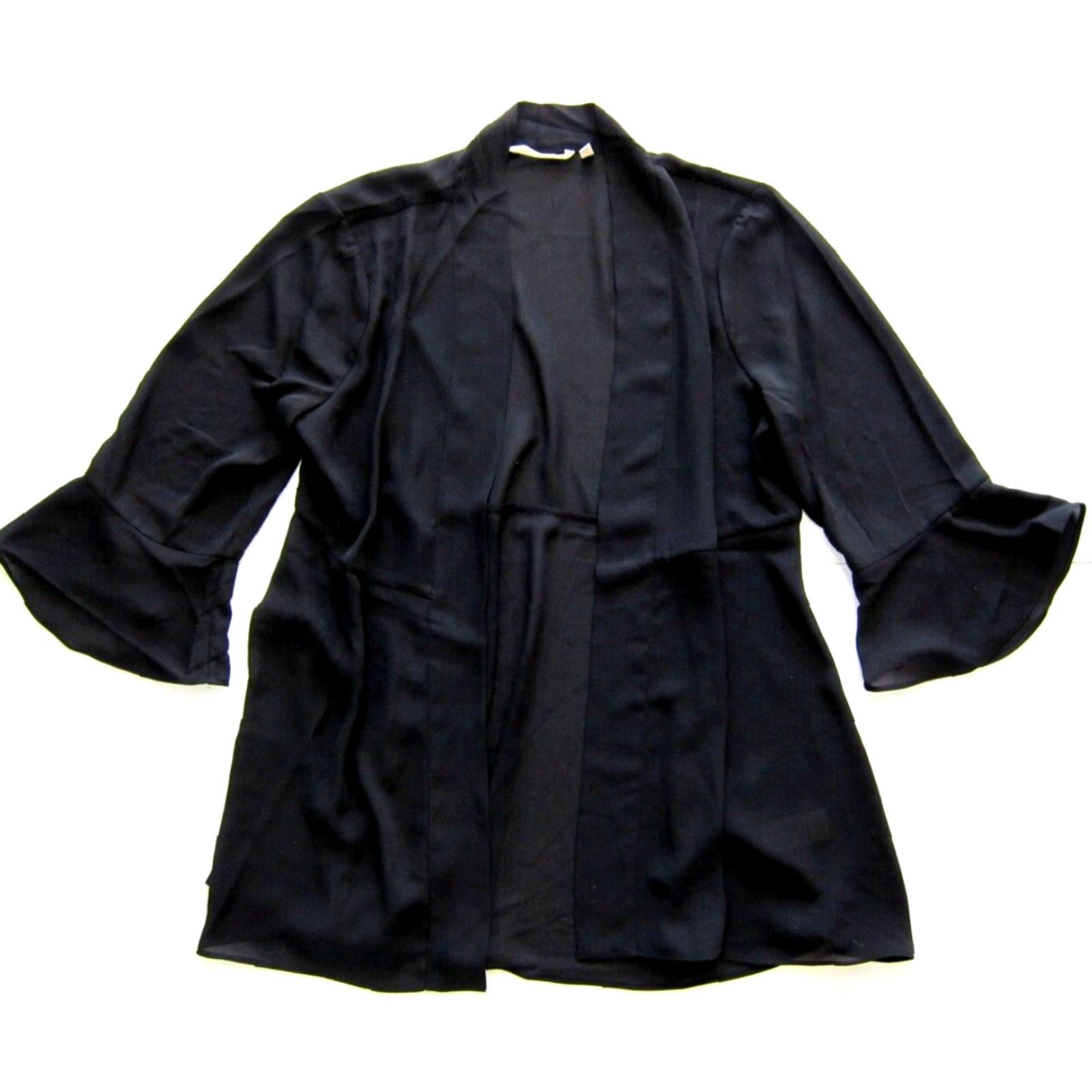 Soft Surroundings Soft Surroundings Black Chiffon Sheer Open Kimono Top Pullover Jacket Top PM Women Shirt PM XS-XL Size M / US 6-8 / IT 42-44 - 4 Thumbnail
