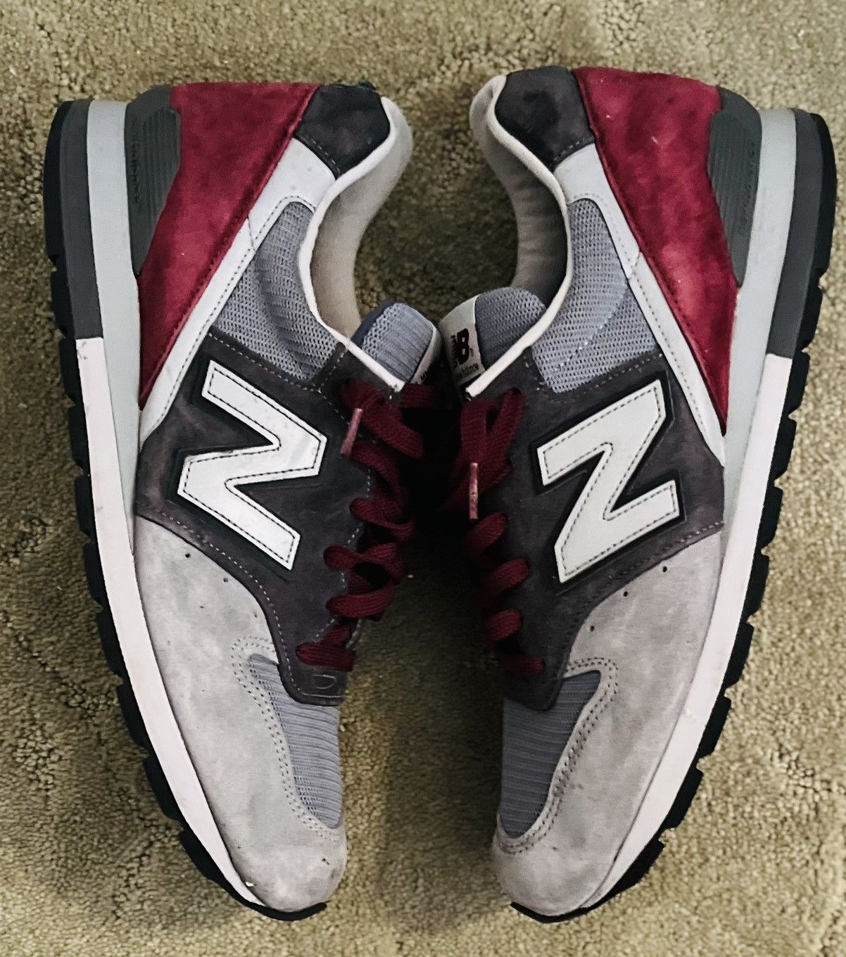 New Balance Men’s New Balance 996 Connoisseur Grey Burgundy Sz 10-1/2 Size US 10.5 / EU 43-44 - 3 Thumbnail