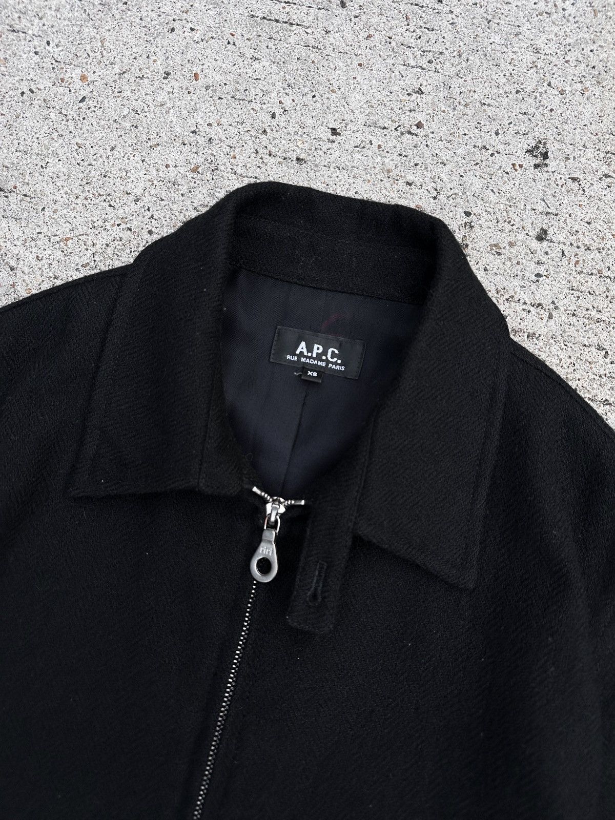 A.P.C. A.P.C. Herringbone Black Wool Bomber Jacket Size US XS / EU 42 / 0 - 6 Thumbnail