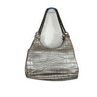 Donald Pliner Donald J Pliner Gray Croc Texture Chain Strap Zipper Closure Size ONE SIZE - 3 Thumbnail