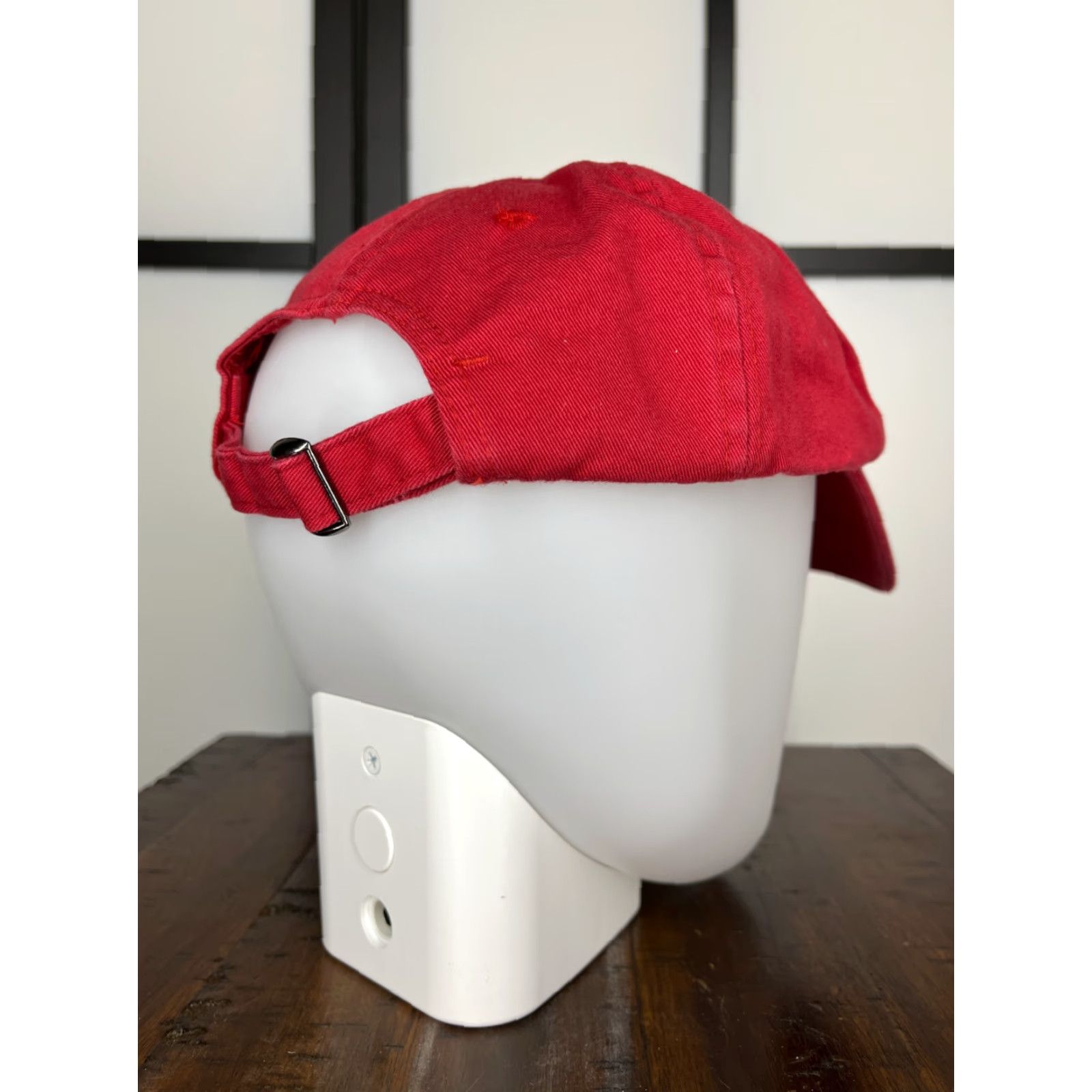 Bebe bebe Red Adjustable Strap Back Womens Baseball Cap Hat Twill Cotton Rhinestone Logo Bling Size ONE SIZE - 5 Thumbnail