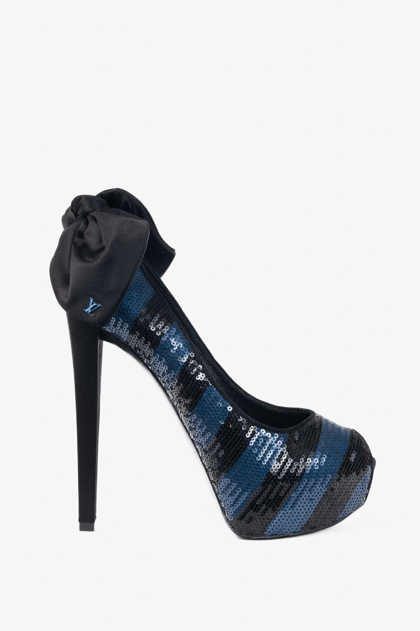 Louis Vuitton Louis Vuitton Ballroom Stripe-Sequin Bow Open-Toe Pumps Size US 7.5 / IT 37.5 - 1 Thumbnail