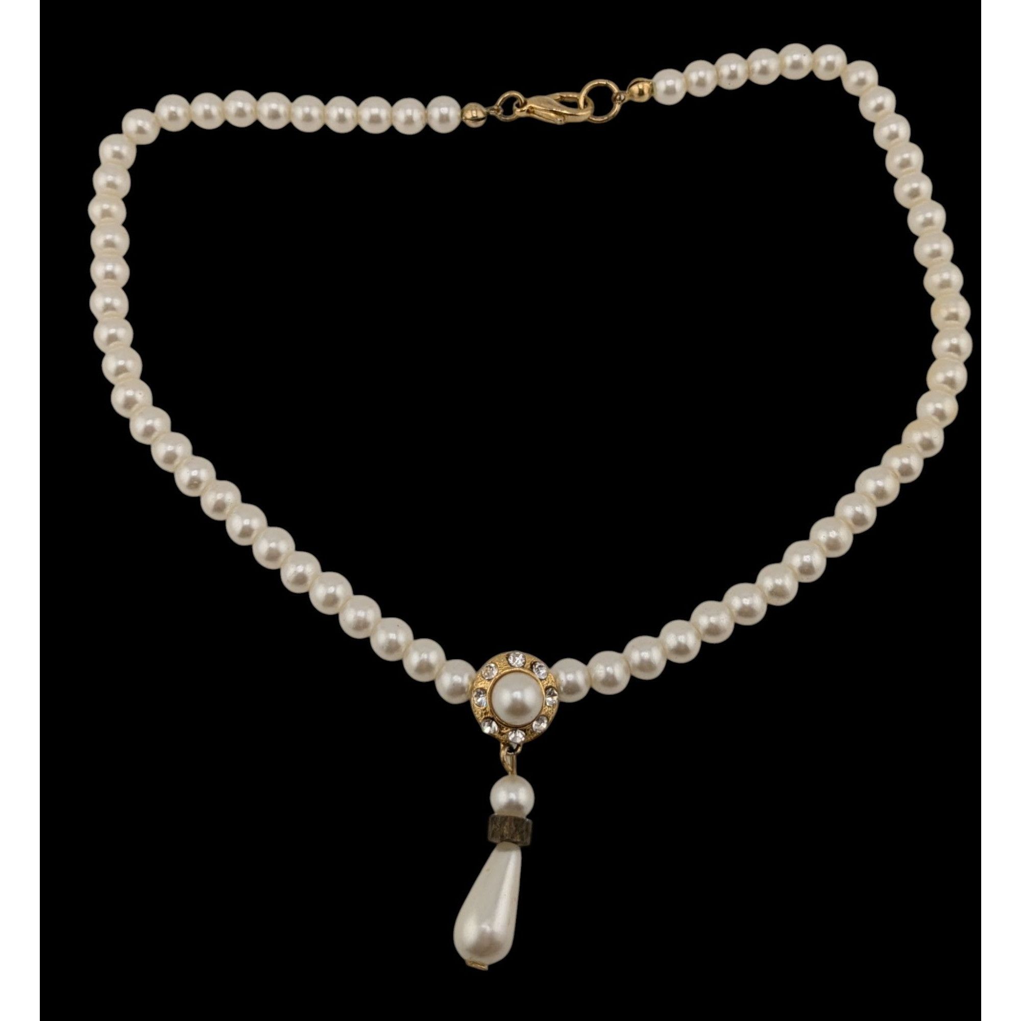 Other Vintage Bridal Faux Pearl Necklace With Rhinestone Accents Size ONE SIZE - 2 Thumbnail