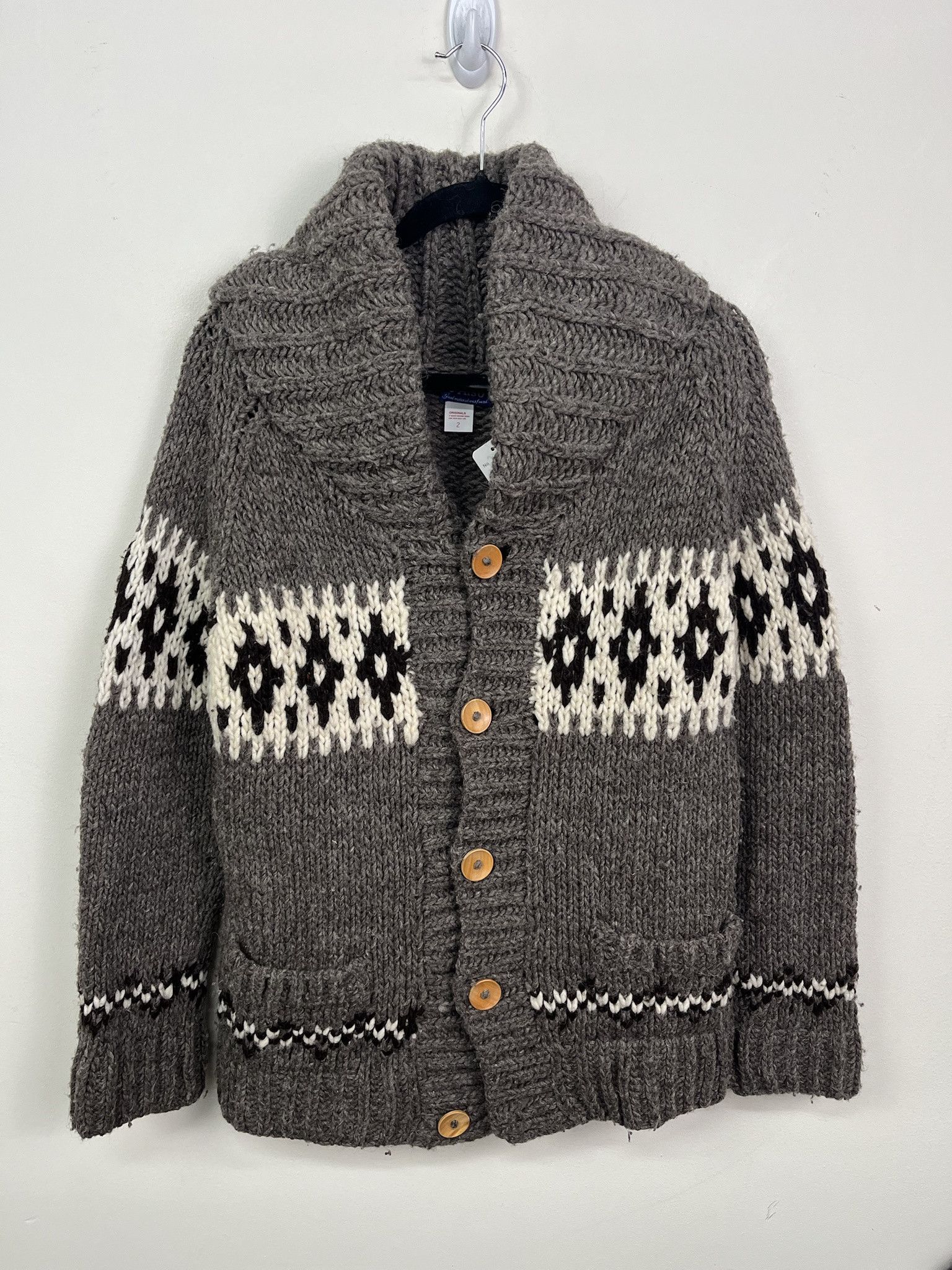 Vintage Vintage 1970s Striped Cowichan Cardigan Button Up Thick Knit Sweater Size S Size US S / EU 44-46 / 1 - 1 Thumbnail
