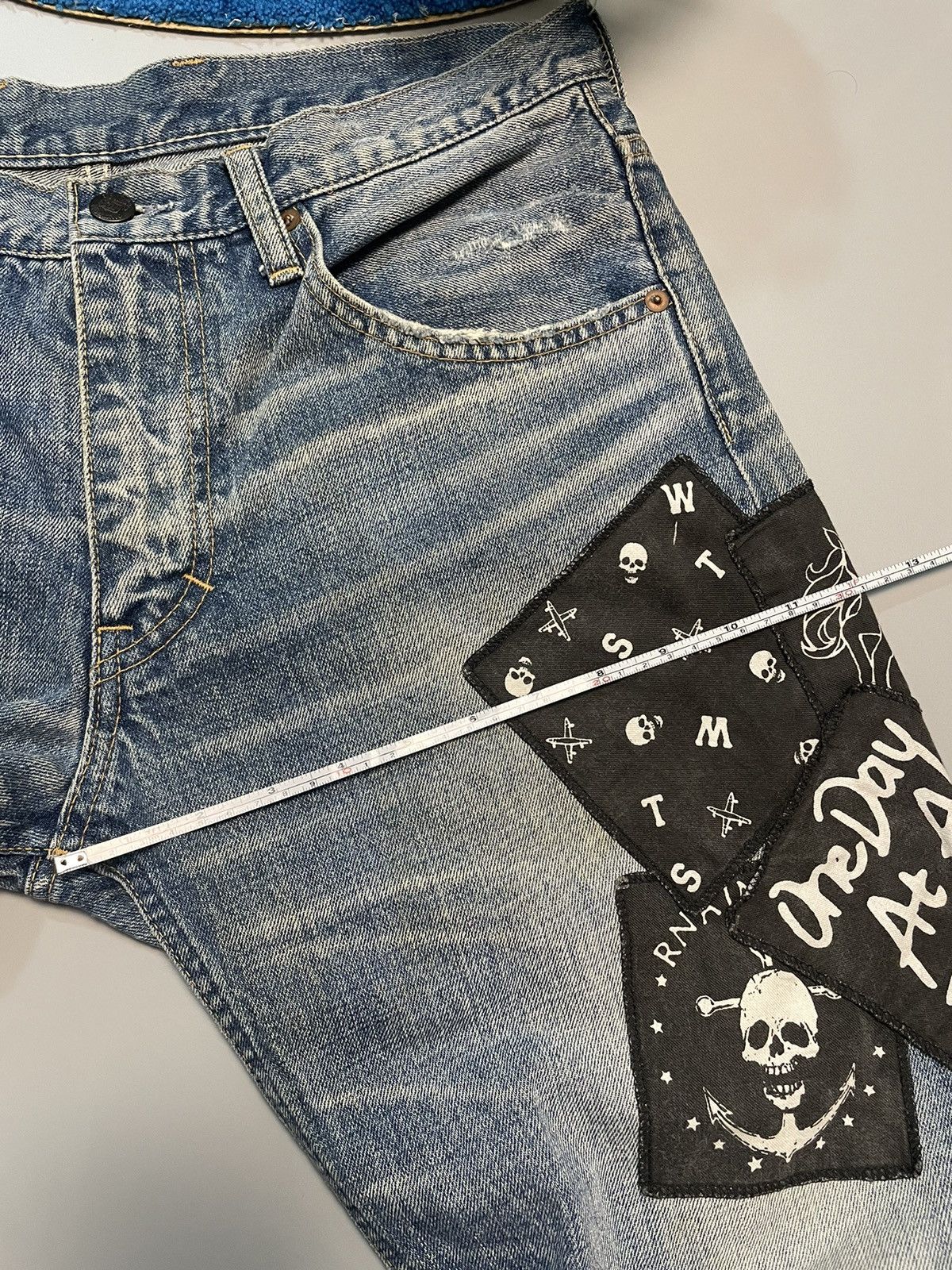 If Six Was Nine RNA Punk Skull Distressed Denim Size US 32 / EU 48 - 22 Thumbnail