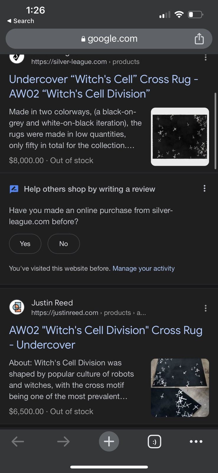 Undercover AW02 Witches Cell Division Grey Crosses Rug Size ONE SIZE - 5 Thumbnail