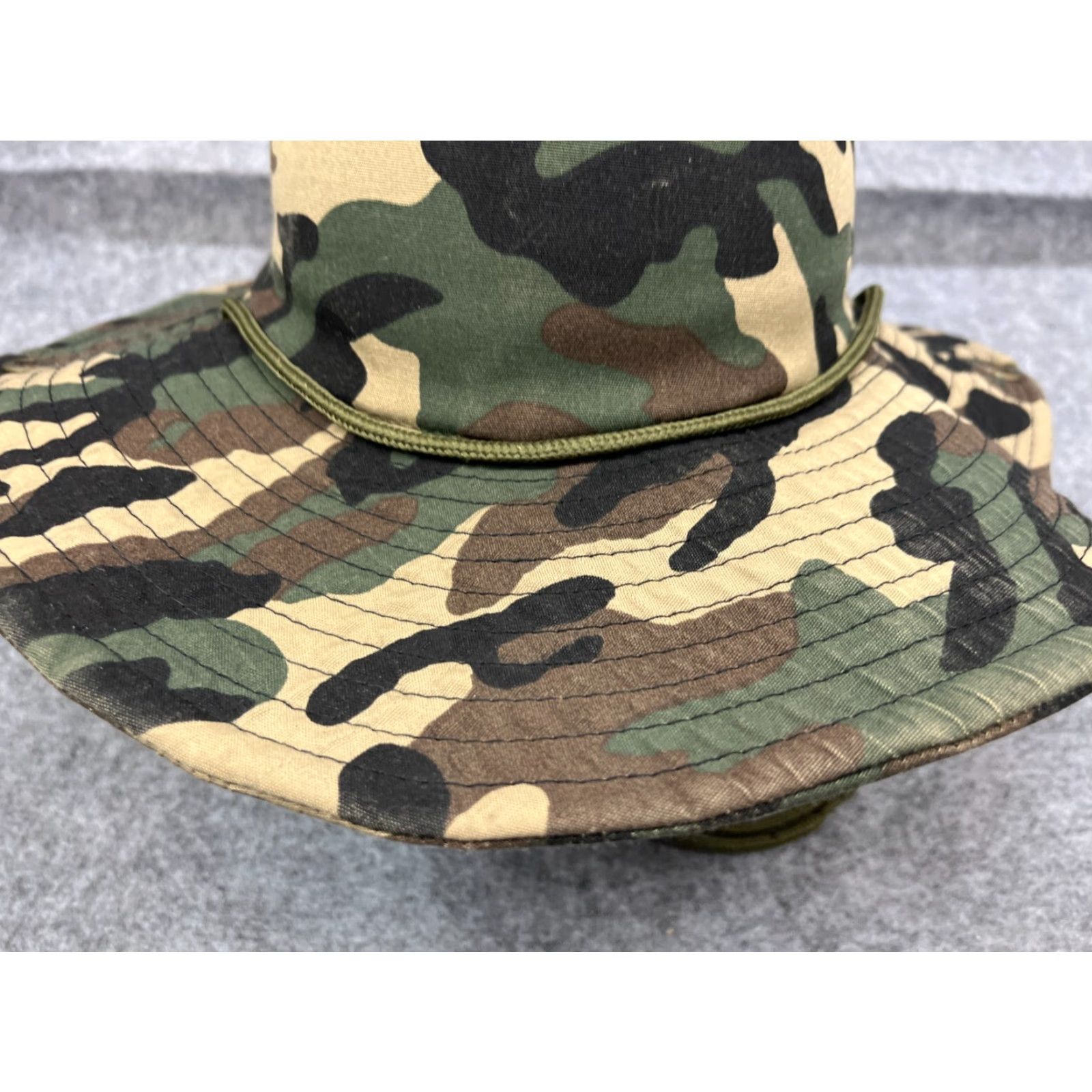 Vintage Green Camo Boonie Hat Adult Medium Cotton Lightweight Outdoor Camp Unisex Size ONE SIZE - 3 Thumbnail
