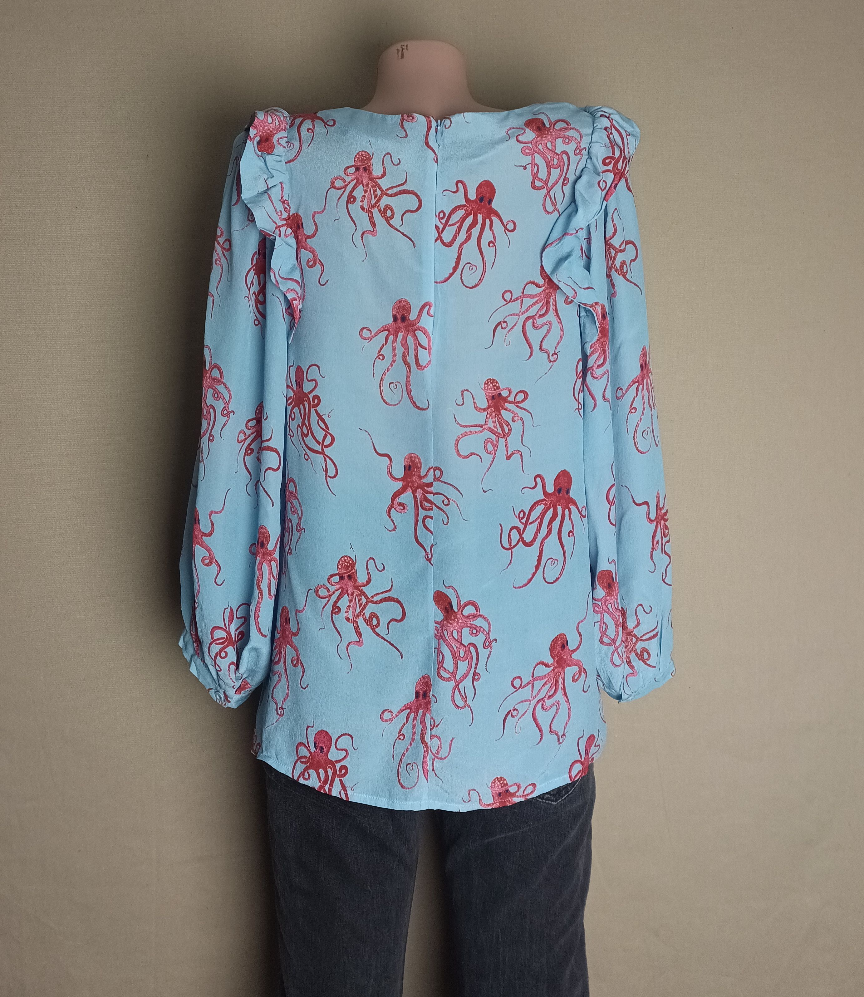 Essentiel Antwerp ESSENTIEL ANTWERP Silk Blouse Octopus Print Ruffle Detail Size M / US 6-8 / IT 42-44 - 2 Thumbnail