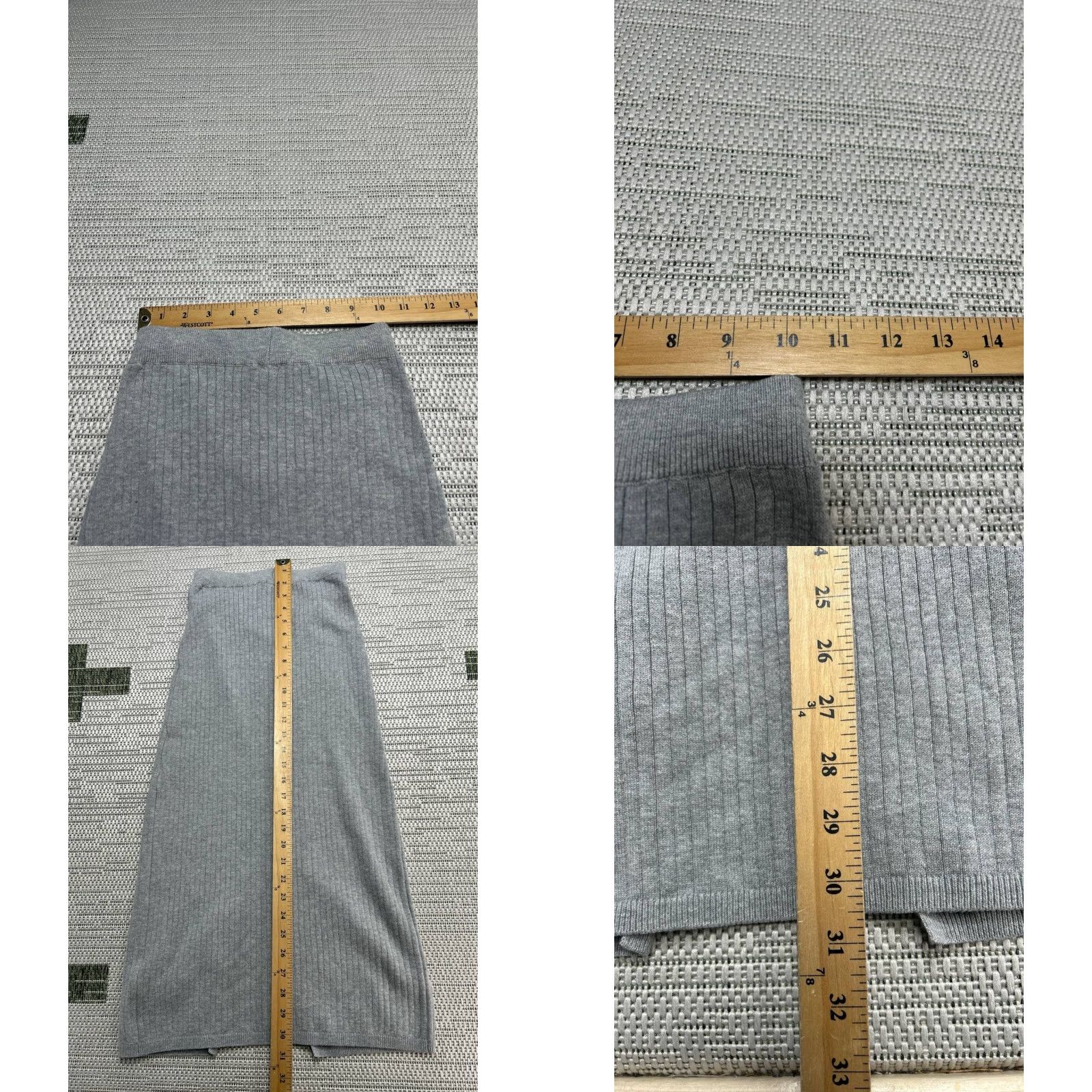Free People Free People Skyline Rib Midi Skirt Womens XS Gray Cotton Slit Stretch Minimalist Size 26" / US 2 / IT 38 - 8 Thumbnail