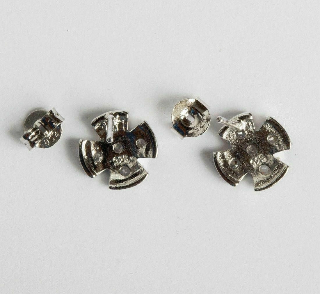 Sterling Silver Sterling Silver Pave Maltese Cross Cubic Zirconia Earrings Size ONE SIZE - 3 Thumbnail