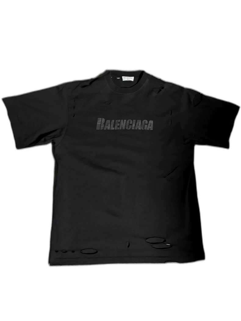 Balenciaga Balenciaga Logo Distressed Short Sleeve Shirt-yf Size US XS / EU 42 / 0 - 1 Thumbnail