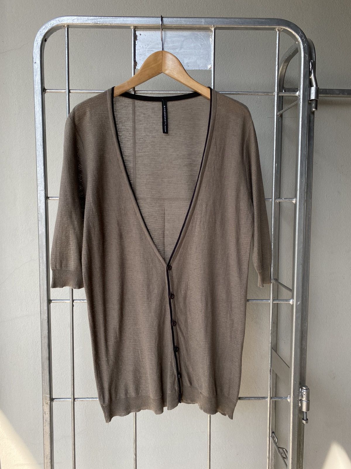 Neil Barrett BLVCKBARRETT Taupe Sheer V-Neck Button Cardigan Size M / US 6-8 / IT 42-44 - 10 Thumbnail