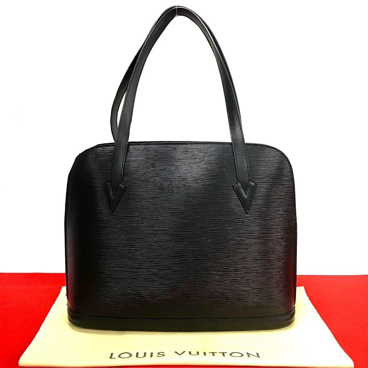 Louis Vuitton Tote Bag Black Leather