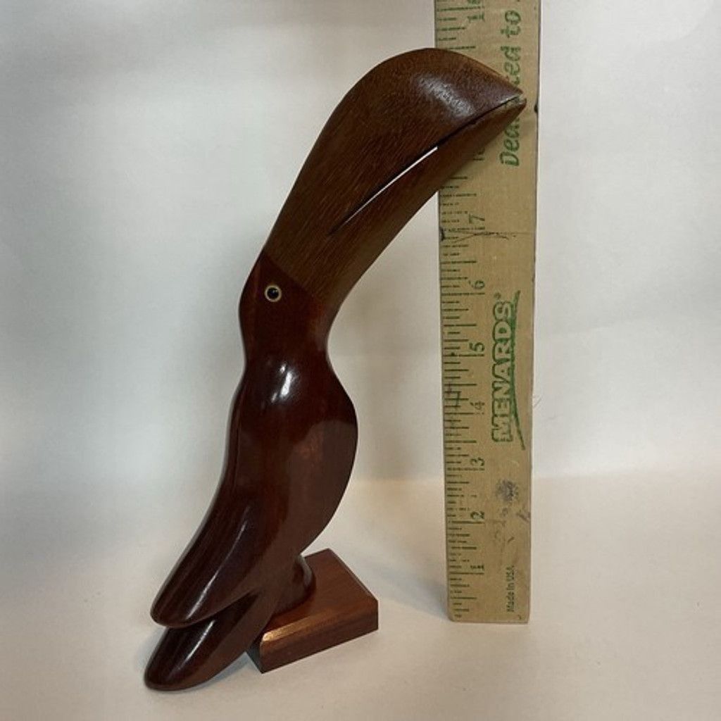 The Unbranded Brand VTG Brazil Wood Hand Carved Toucan Sculpture Glass Eyes 9.5” Size ONE SIZE - 5 Thumbnail