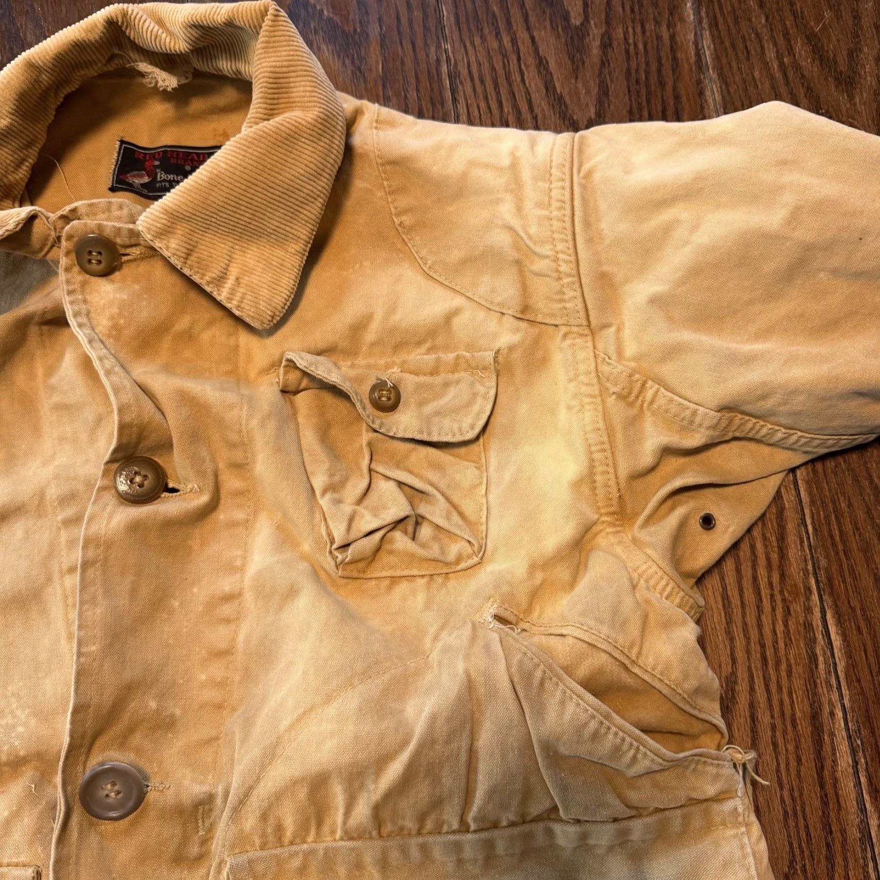 Vintage VINTAGE Red Head Canvas Hunting Jacket Game Pouch BONE DRY Large Coat 1930s 30s Beige Mens Jacket Size US L / EU 52-54 / 3 - 3 Thumbnail
