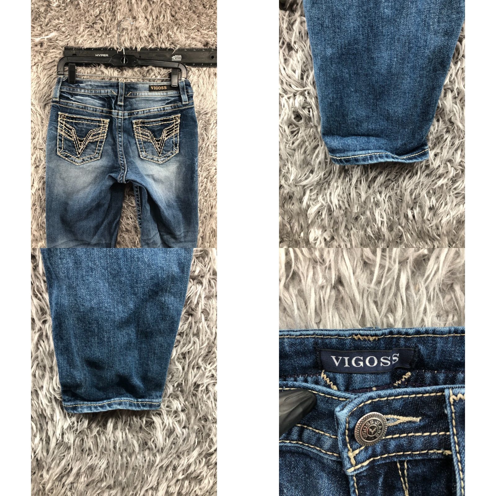 Vintage VIGOSS Jeans Boyfriend 27x27 Blue Medium Wash 5-Pocket Denim Vel 1 Juniors Womens Medium/Butt? Size 25" / US 0 / IT 36 - 8 Thumbnail