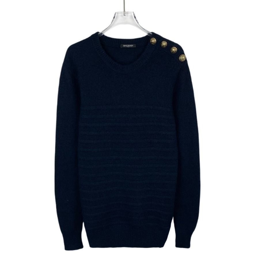 Balmain Balmain Navy Blue Cashmere Sweater With Gold Button Detail O Size XS / US 0-2 / IT 36-38 - 1 Thumbnail