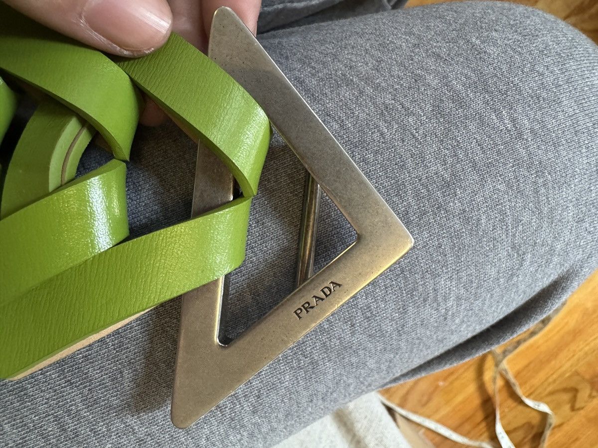 Prada Fw24 green triangle leather belt Size 30 - 3 Thumbnail