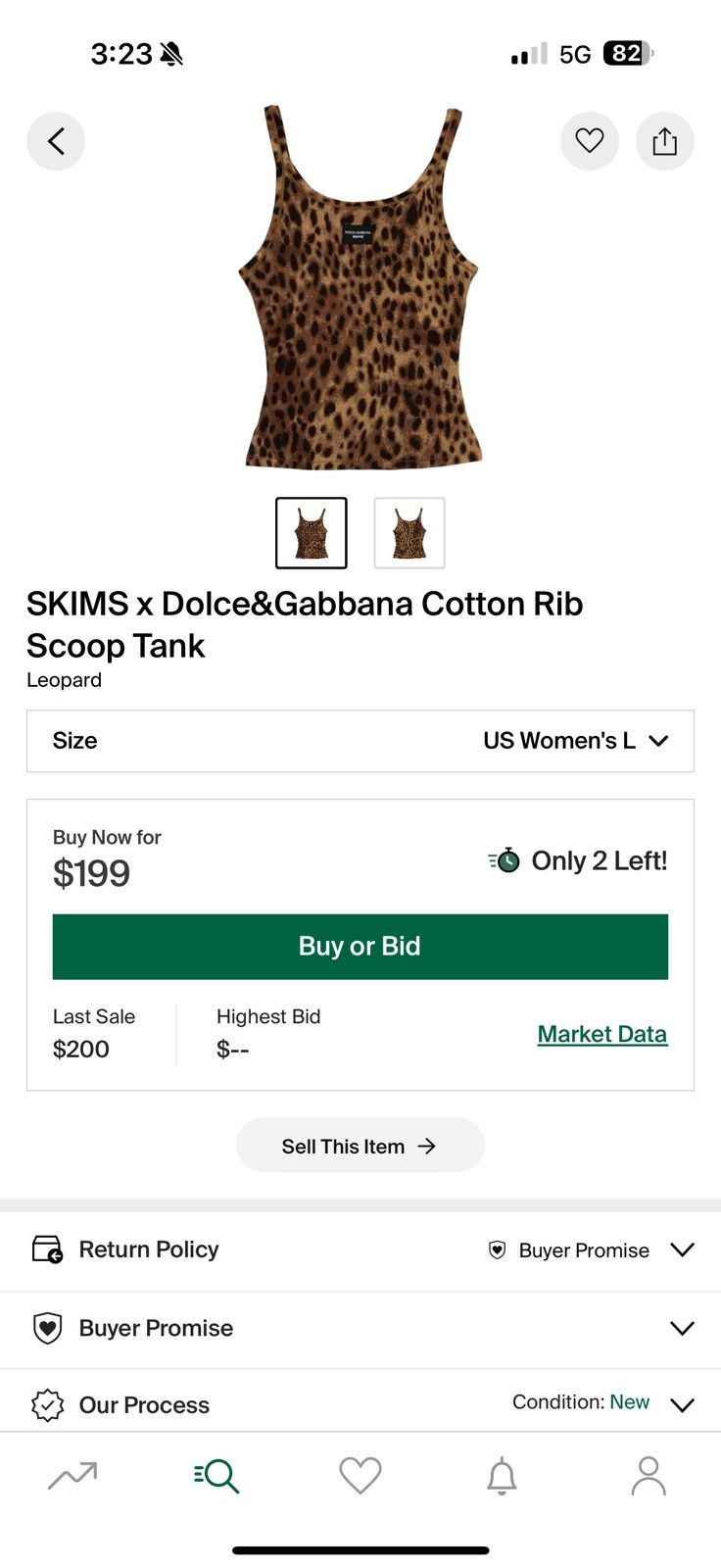 SKIMS SKIMS x Dolce&Gabbana Cotton Rib Scoop Tank Size L / US 10 / IT 46 - 1 Thumbnail