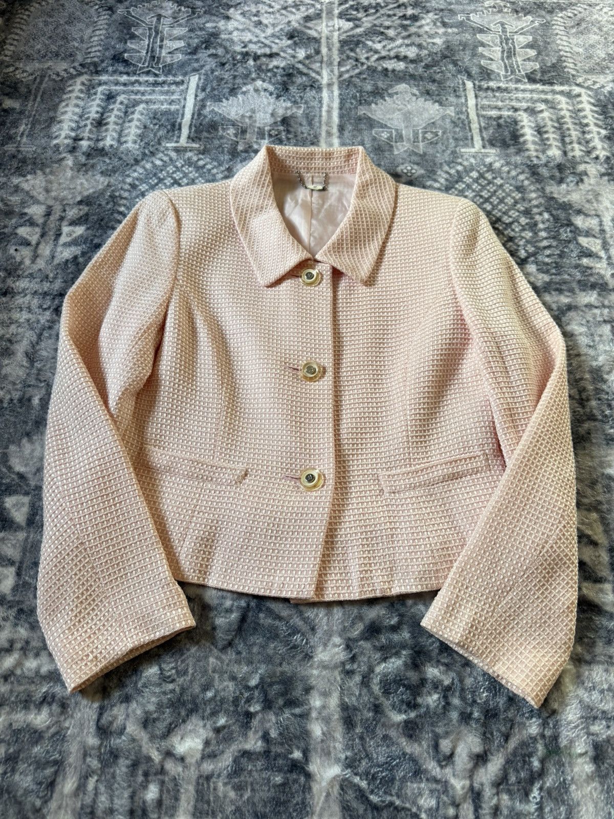 Courreges Vintage Couregges Pastel Pink Cropped Tweed Blazer Jacket Size M / US 6-8 / IT 42-44 - 1 Thumbnail