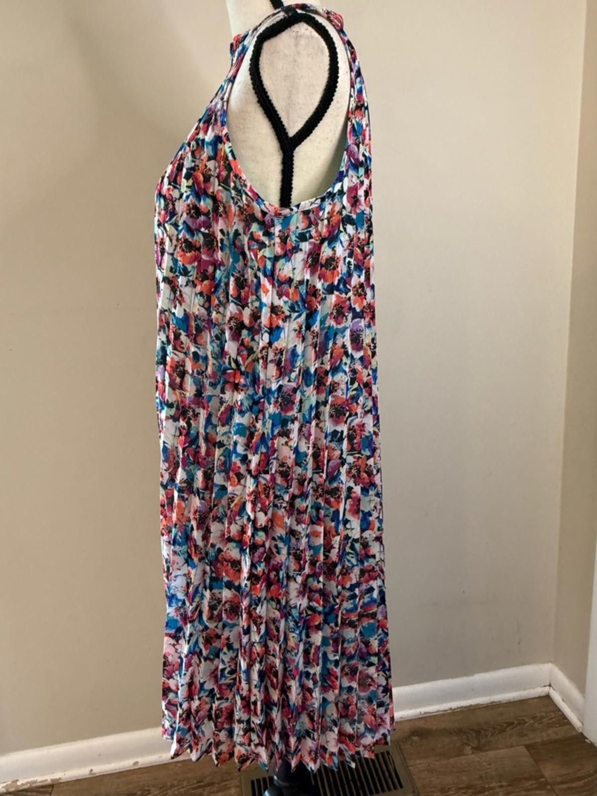 Other Nicole by Nicole Miller midi dress floral pleated SZ 4 Size S / US 4 / IT 40 - 3 Thumbnail