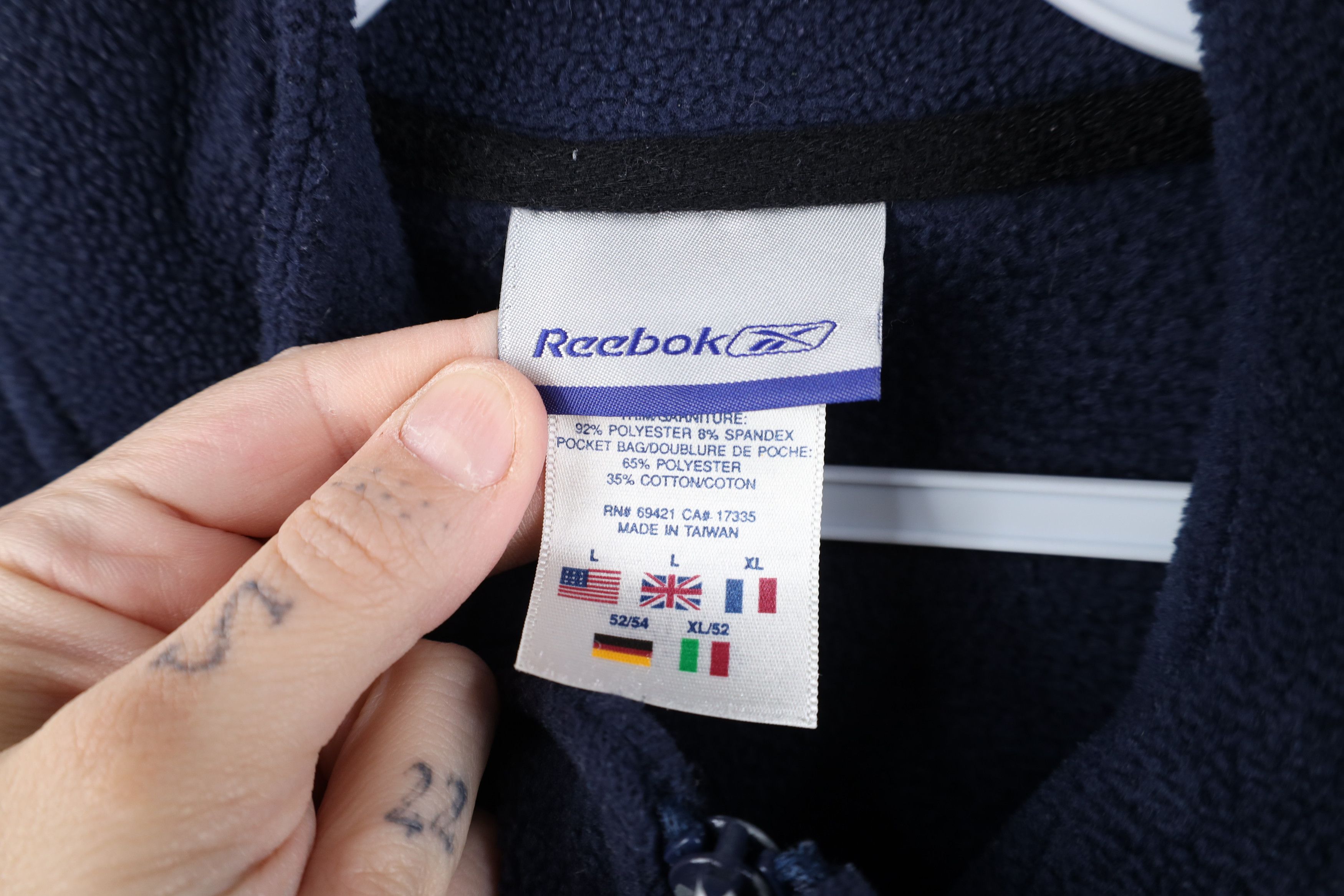 Reebok Vintage 90s Y2K Reebok Logo Fleece Full Zip Jacket Blue Size US L / EU 52-54 / 3 - 6 Thumbnail