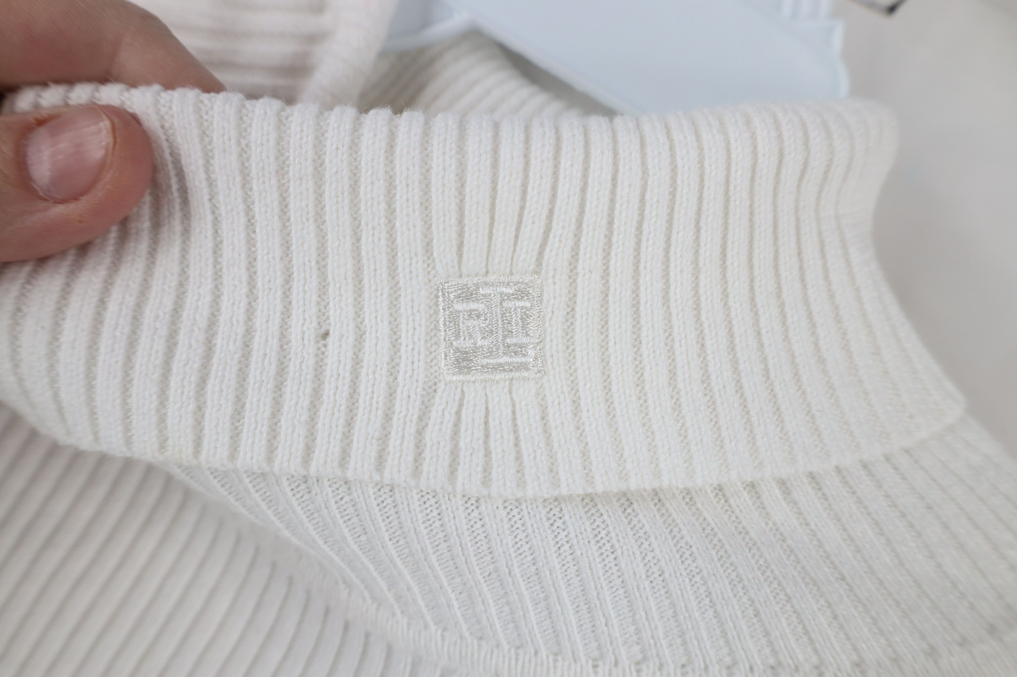 Ralph Lauren × Vintage Vintage 90s Ralph Lauren Ribbed Turtleneck Sweater White Size L / US 10 / IT 46 - 4 Thumbnail